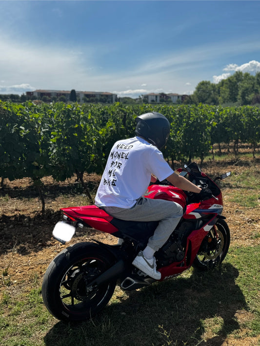 T-Shirt Oversize "Need Money for My Bike" – 100% Coton