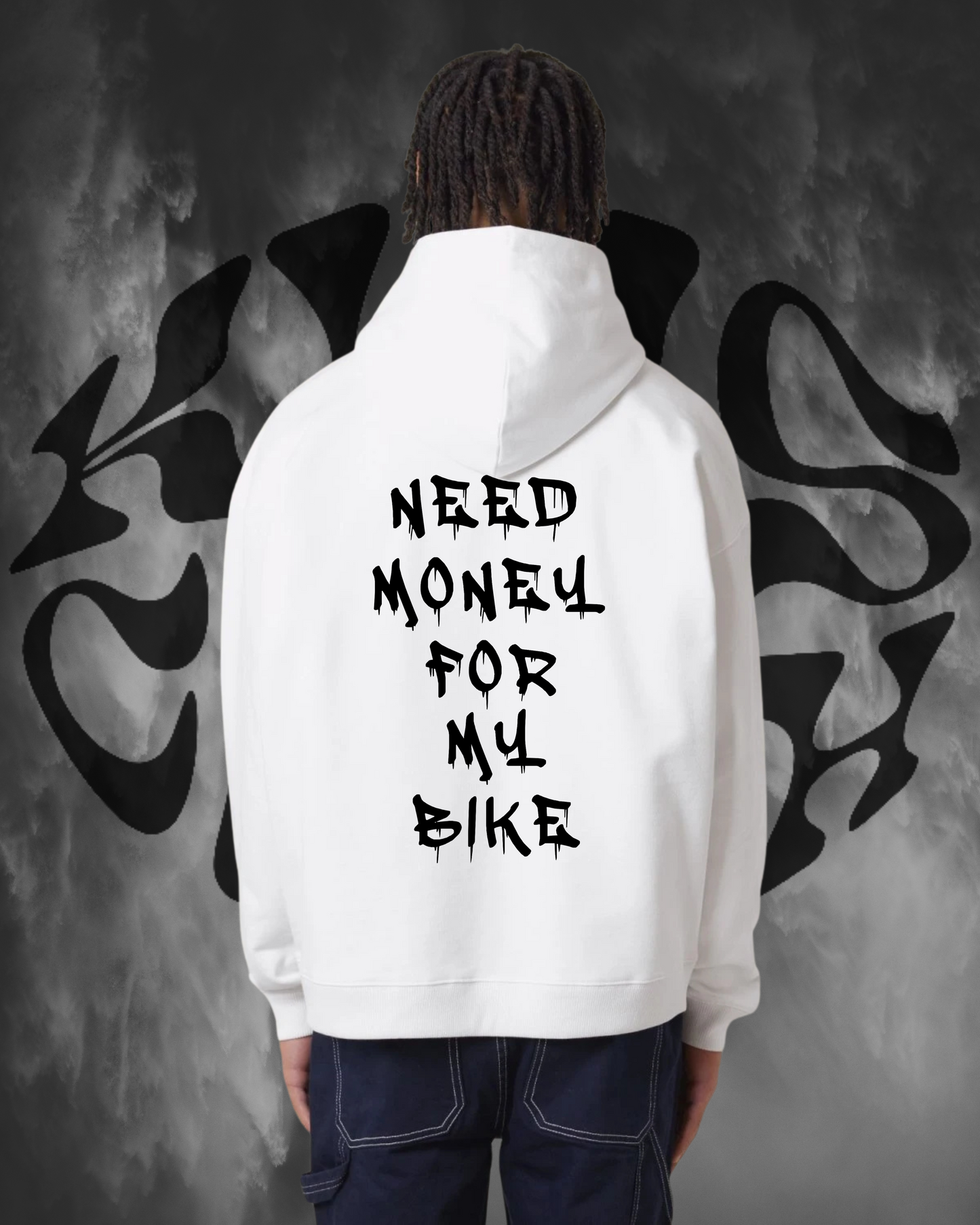 Sweat à capuche " need money for my bike"(précomande)