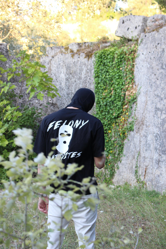 T-shirt Oversize “Felony Activities” – Streetwear Noir 200g